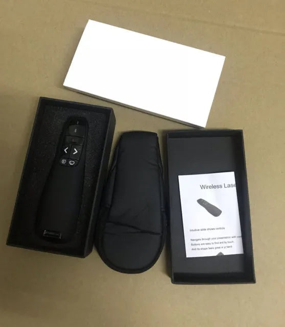 2.4G wireless PPT flip pen laser pointer presenter remote with USB receiver on white background