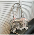 Women's beige horizontal square PU shoulder bag with double straps and internal phone compartment