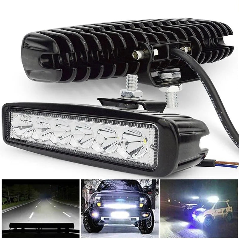 Black die-cast aluminium car LED auxiliary spot light with bracket mount.