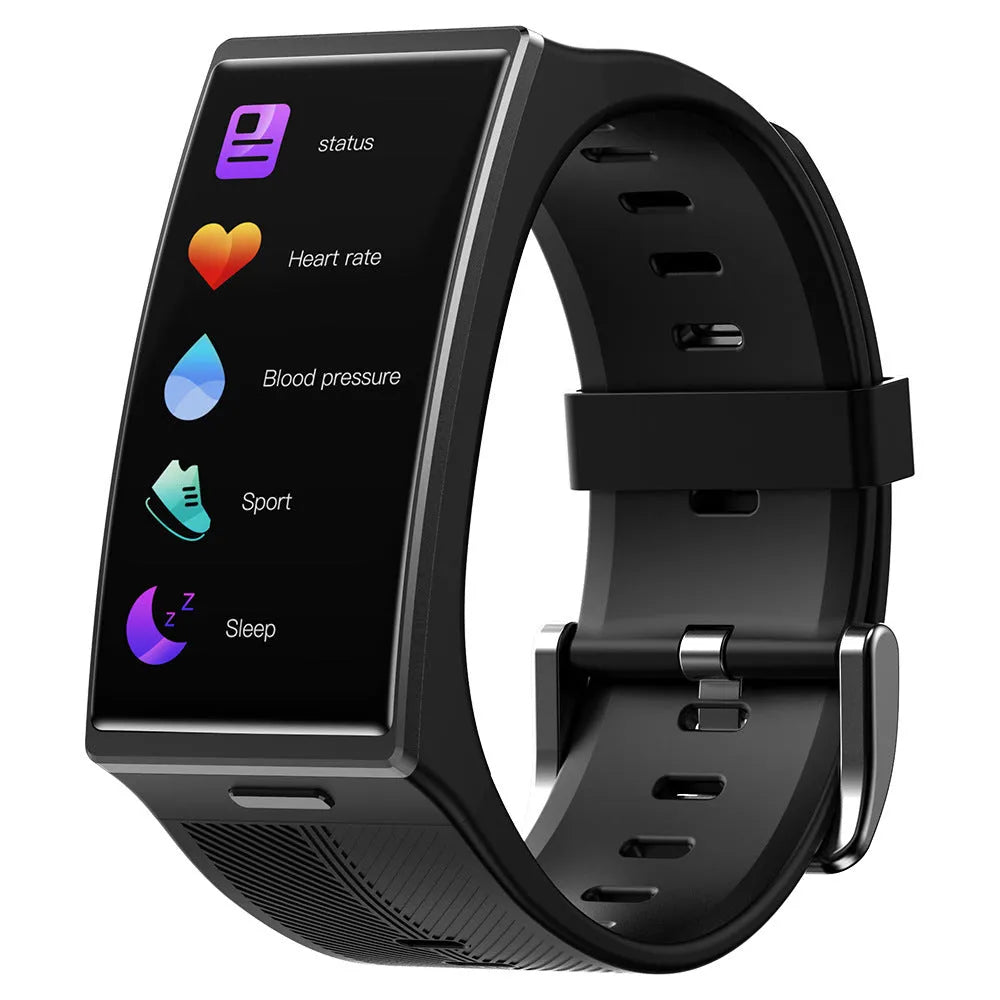 Bluetooth blood pressure sports watch with 1.91 inch screen and silicone wristband in Black colour option