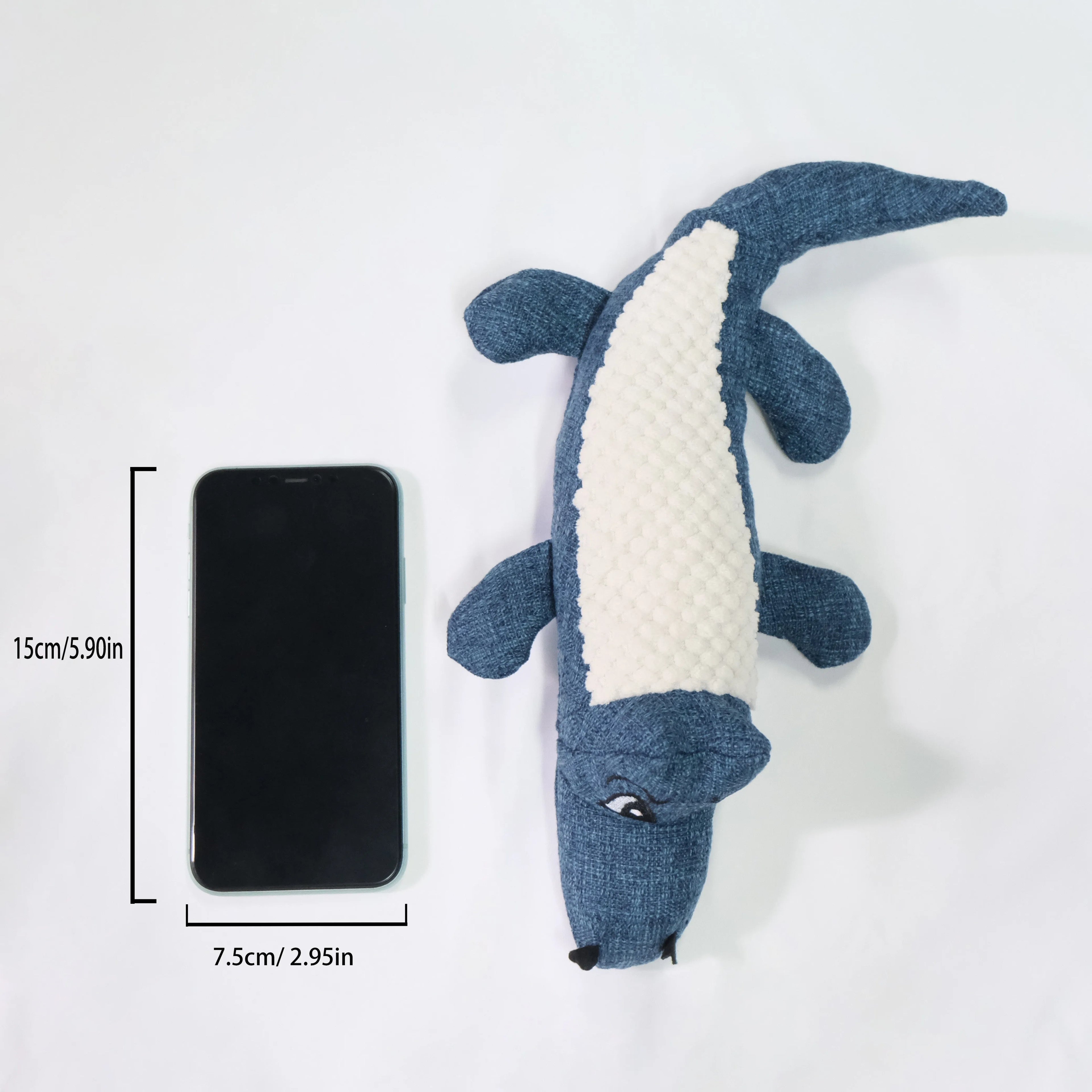 Pet plush toy with corn grid fabric in blue, green, and red colours for cats and dogs
