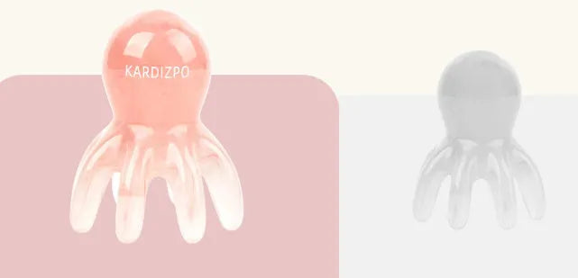 Pink octopus-shaped natural resin massage comb for facial and head massage with storage bag