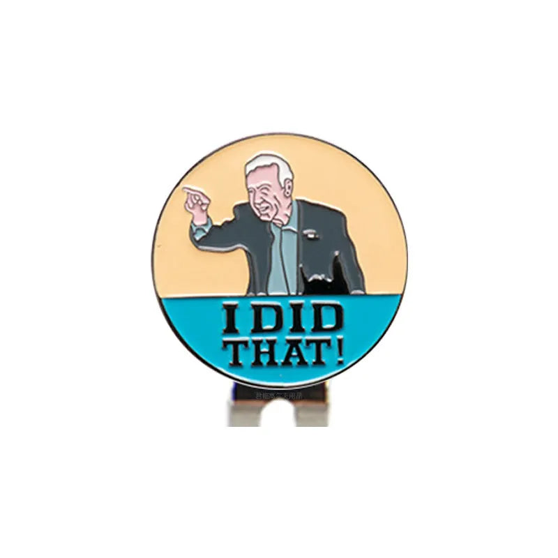 Zinc alloy golf hat clip showing Dragon Year, IDID logo, ace licking ball, and hair blowing machine design options