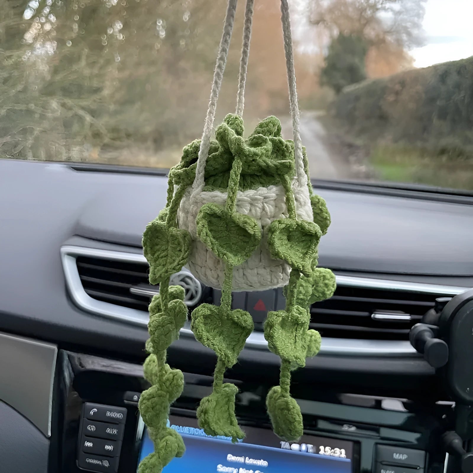 Creative car rearview mirror pendant in simple style, chemical fibre, 22cm long, available in six colours
