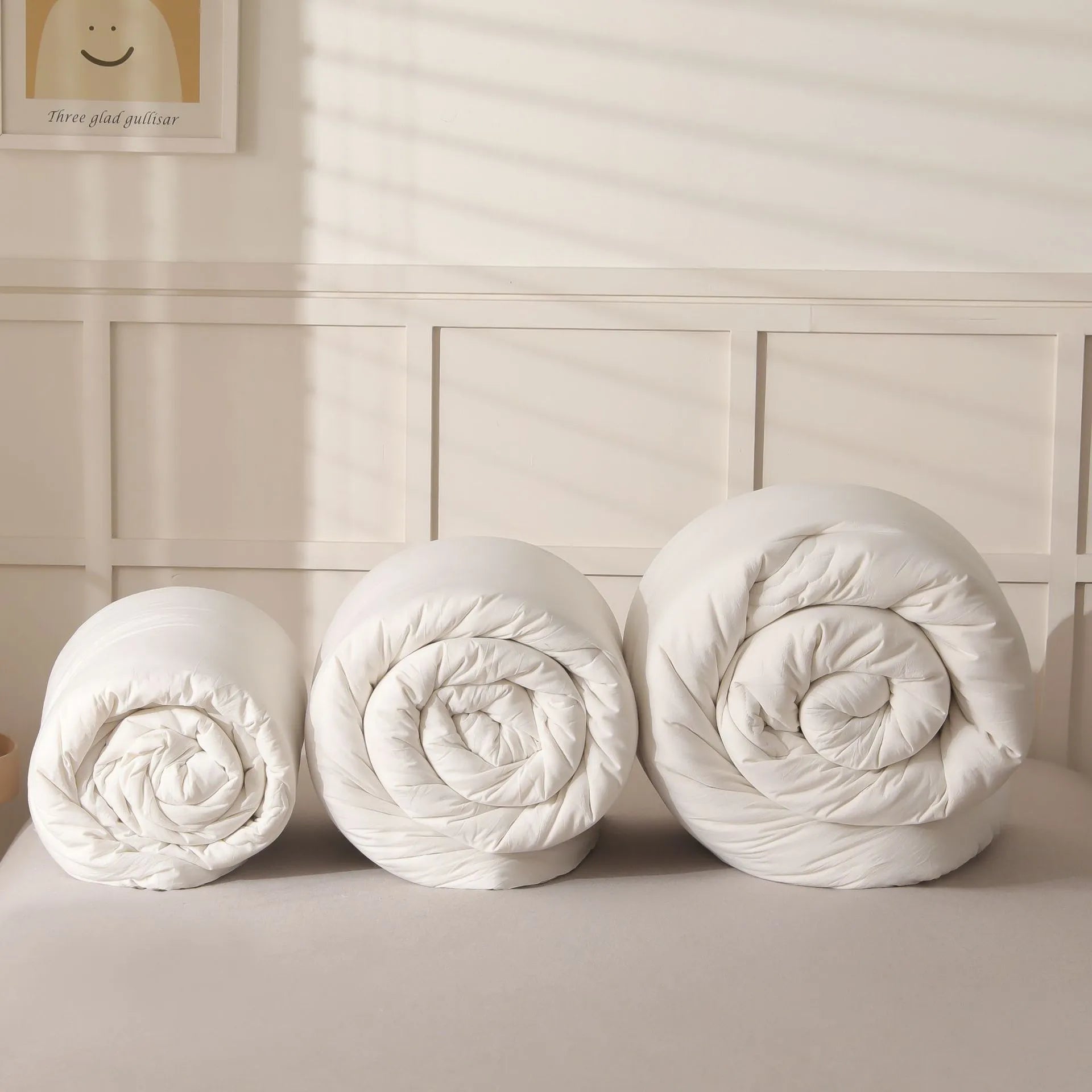 Soybean fibre quilt with pure cotton cover in white, pink jade, or grey colour.