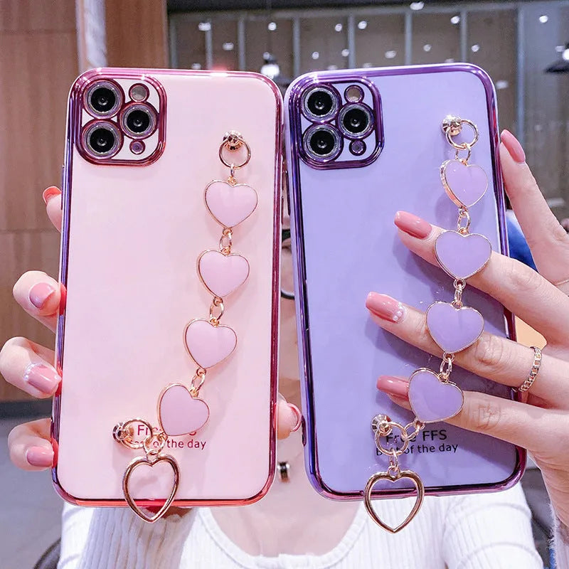 New silicone phone case with bracelet in solid colour for Samsung phones, green variant