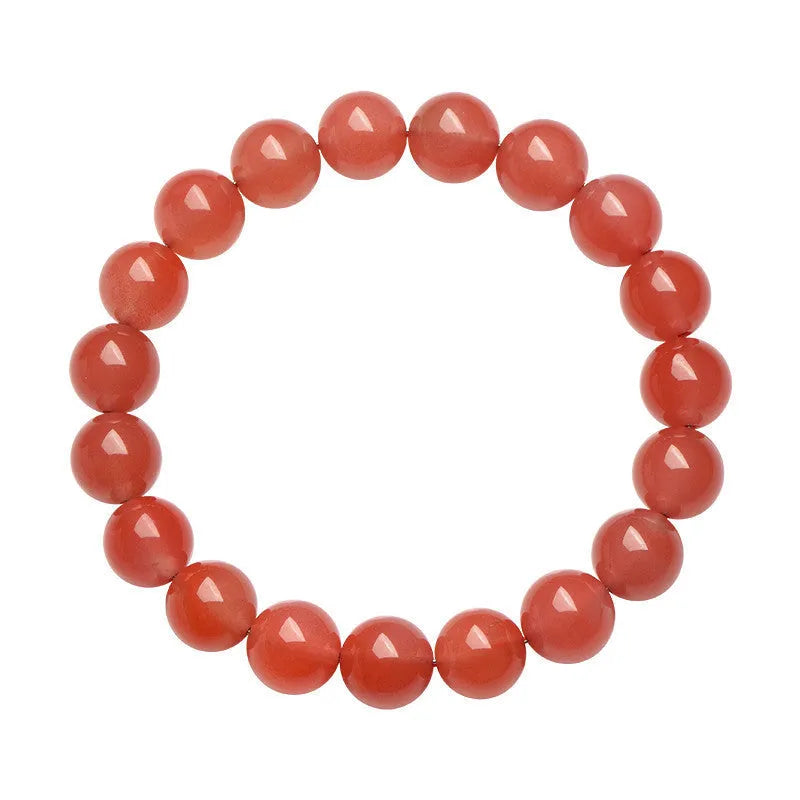 Natural cherry red agate scattered bead bracelet with polished stones.