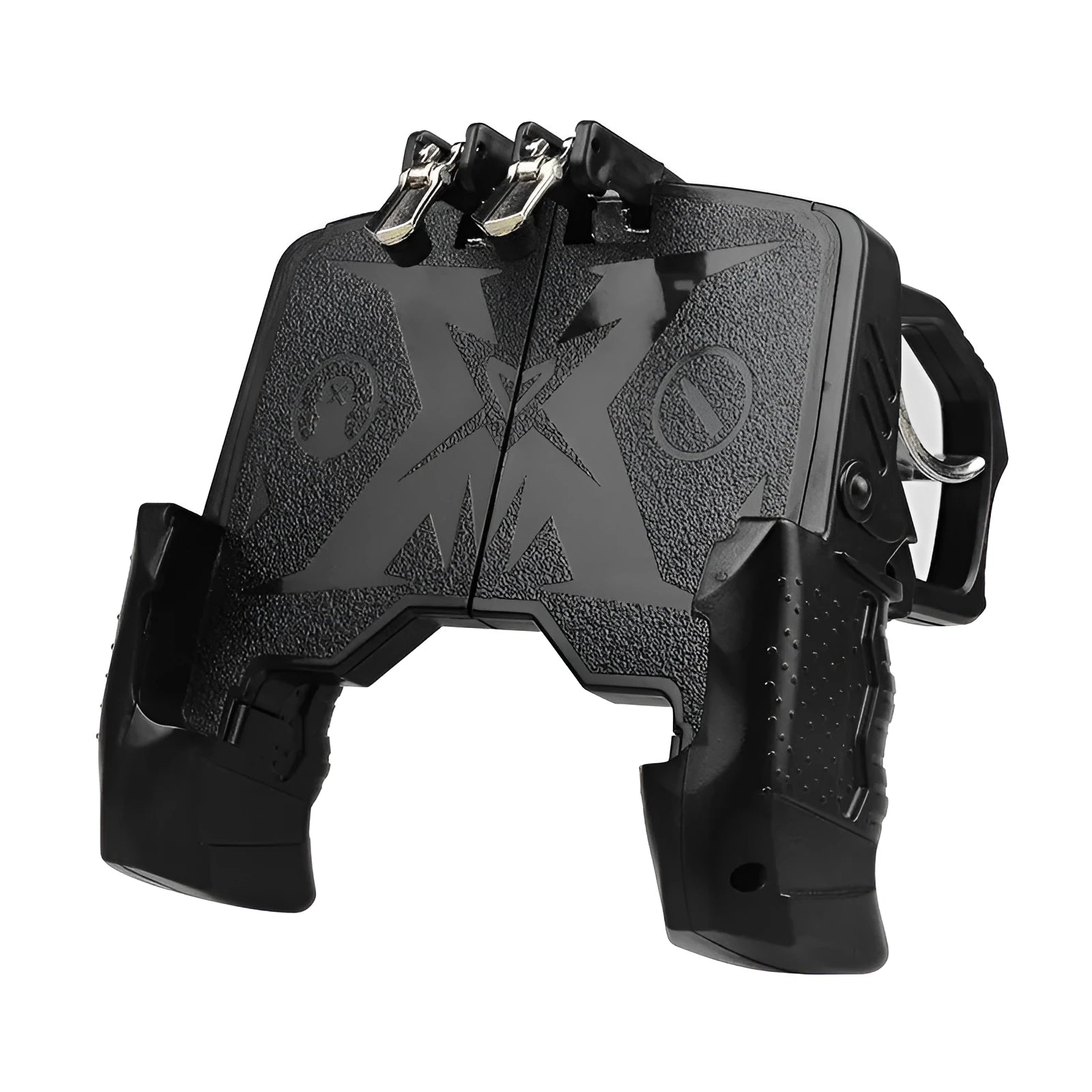 Black wired mobile phone game controller with physical buttons for gaming