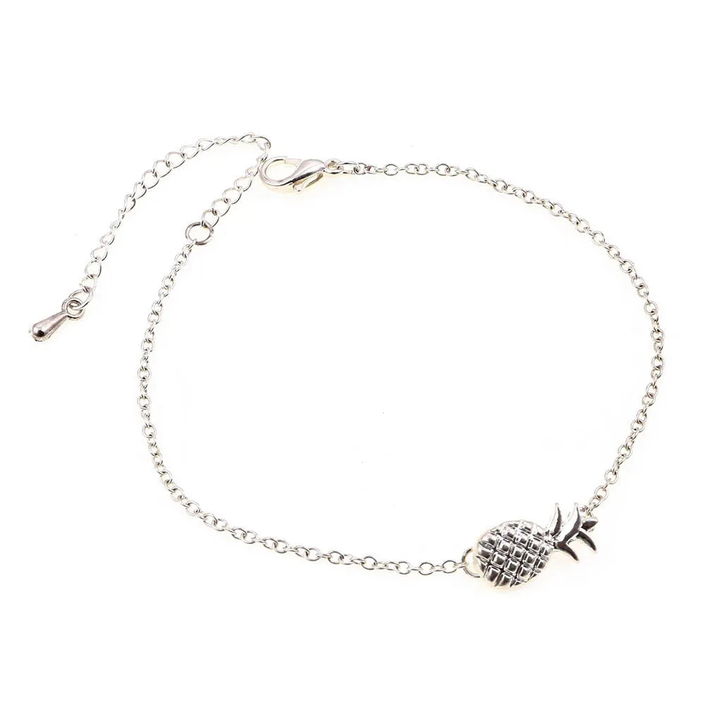 Alloy pineapple bracelet for women in gold or silver colour with fruit charm