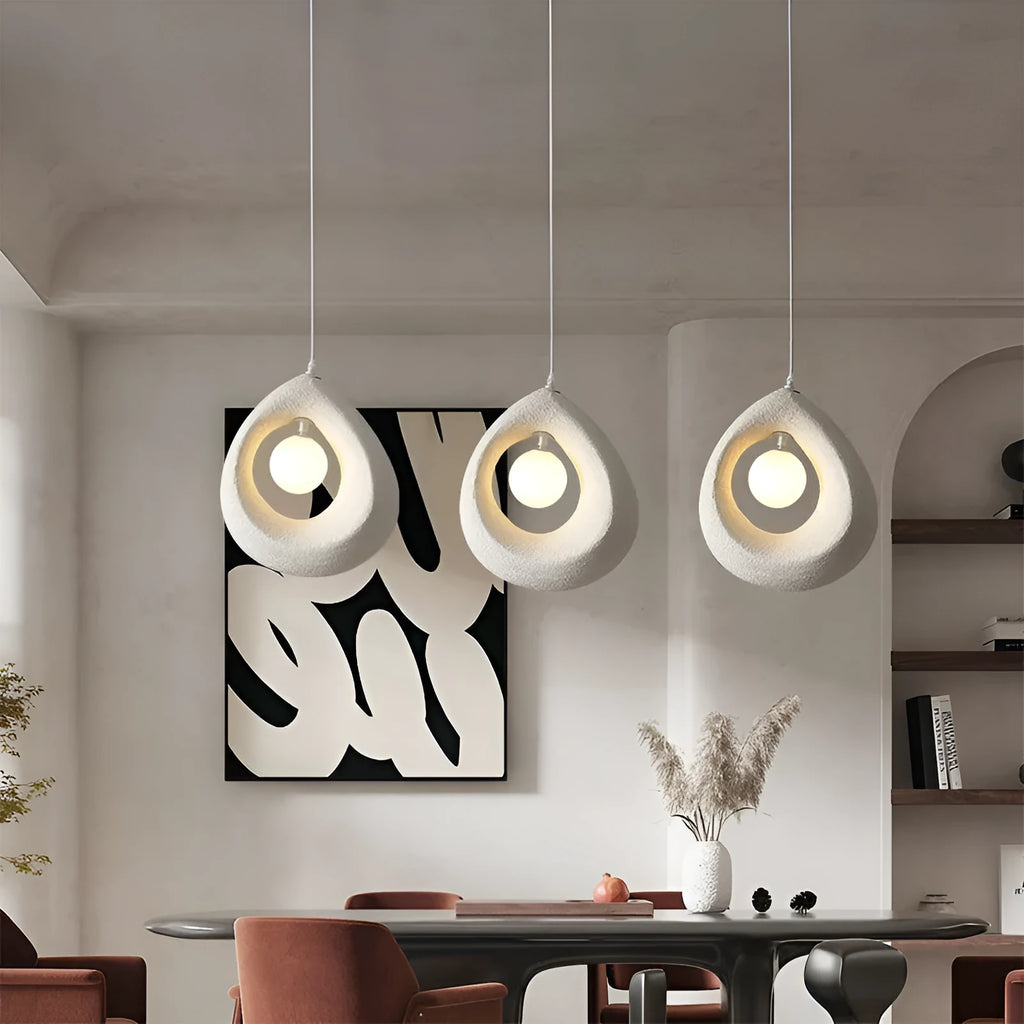 Retro style pendant chandelier with milky white lampshade for dining room or living room