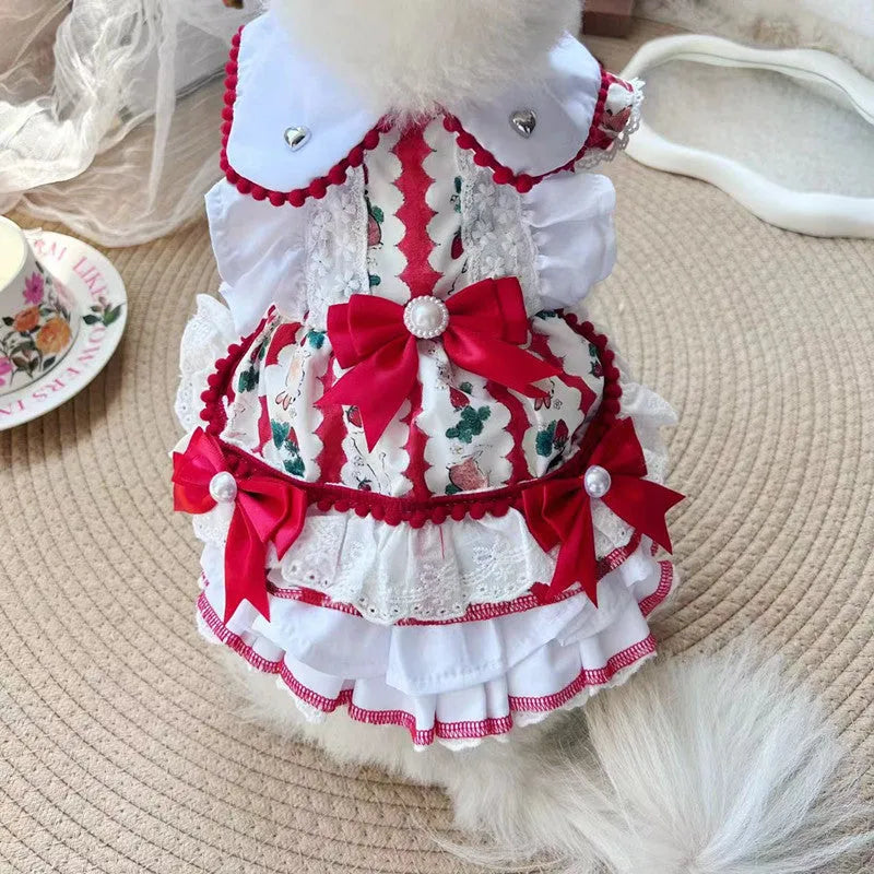 Small dog wearing polyester princess style rabbit skirt costume in various sizes
