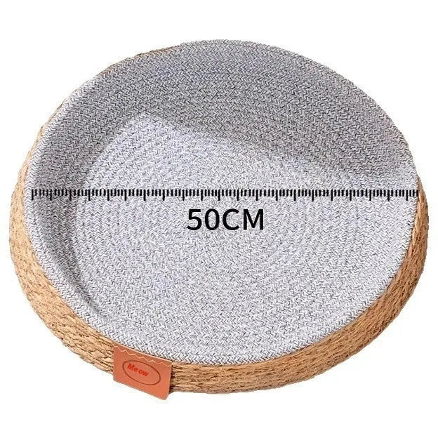 Rattan woven cat nest basket with cushion in natural material