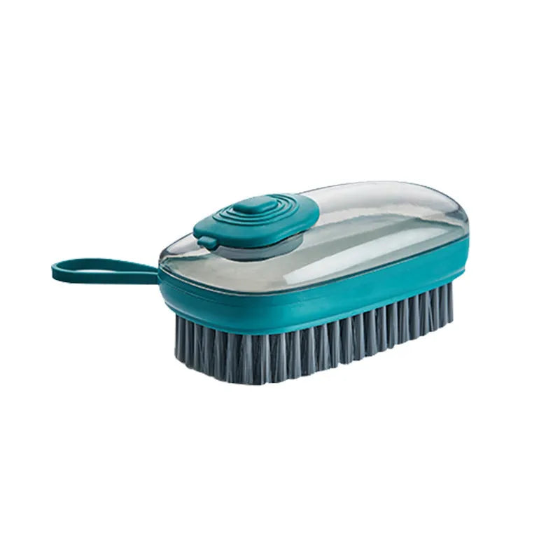 Multifunctional automatic liquid cleaning brush with ergonomic grip, blue colour, on white background