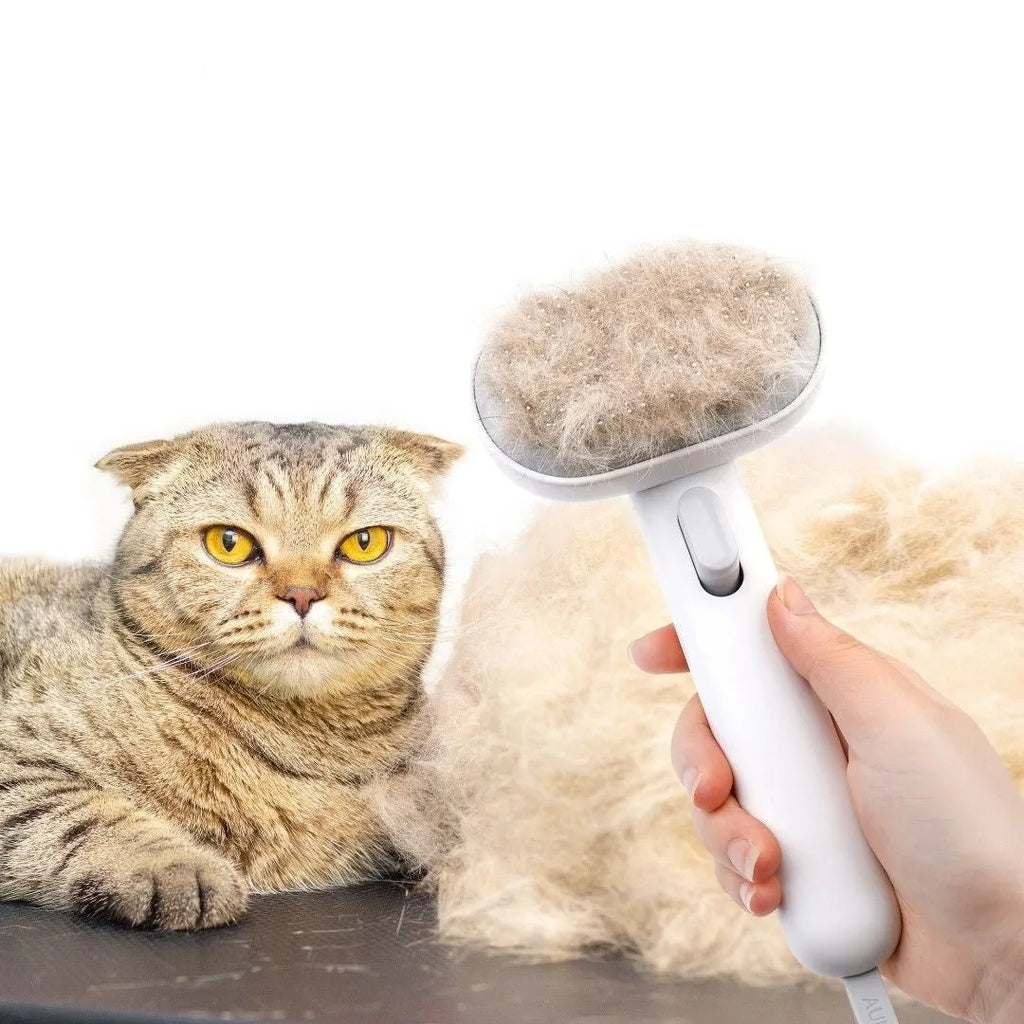 New Style Cat Hair Comb Cleaner white upgrade with self-cleaning one-button hair removal for cats