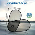 Black stretchy car window shade for baby with suction cups attached to a car side window