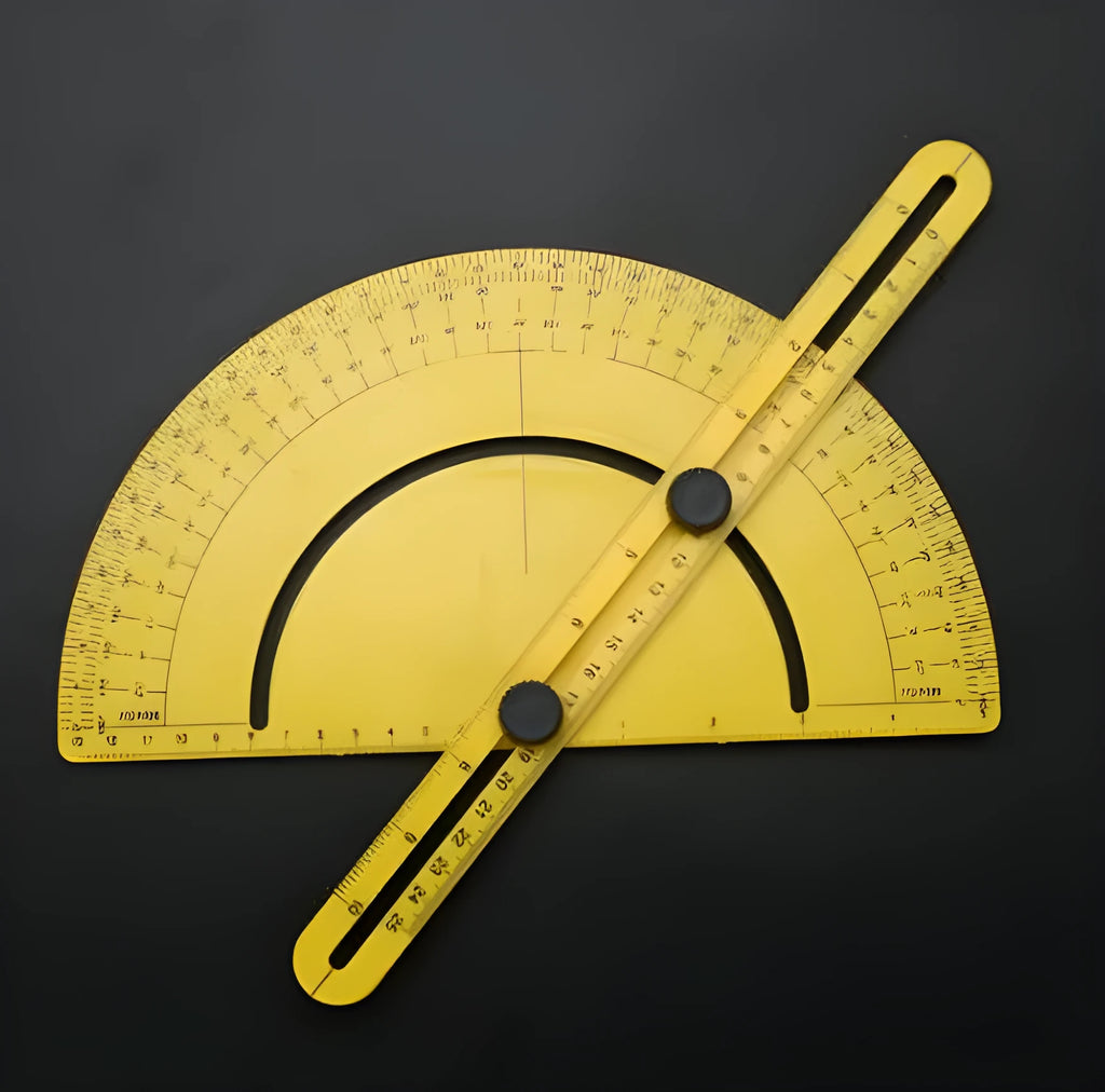 Plastic carpentry ruler with 180-degree scale for angle measurement, 30cm length