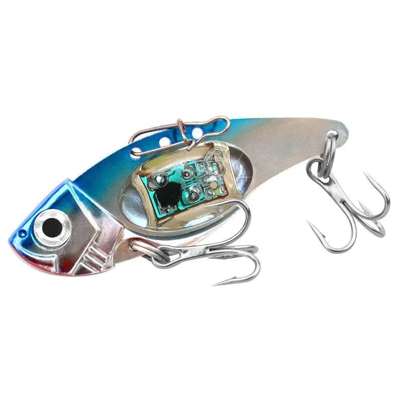 Luminous metal vib electronic lure in blue body and red body fishing bait