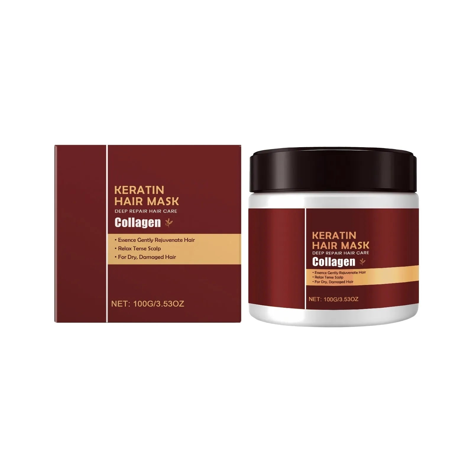 100g pot of gentle nourishing hair mask with hydrolyzed keratin and aloe extract, compact 5.5cm container