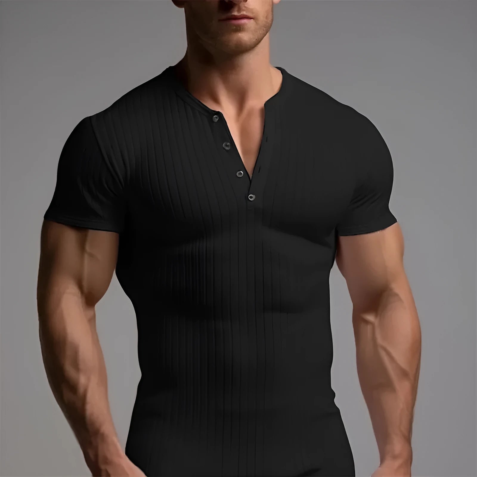 Men's slim-fitting sports t-shirt in polyester available in five colours with muscle cut design