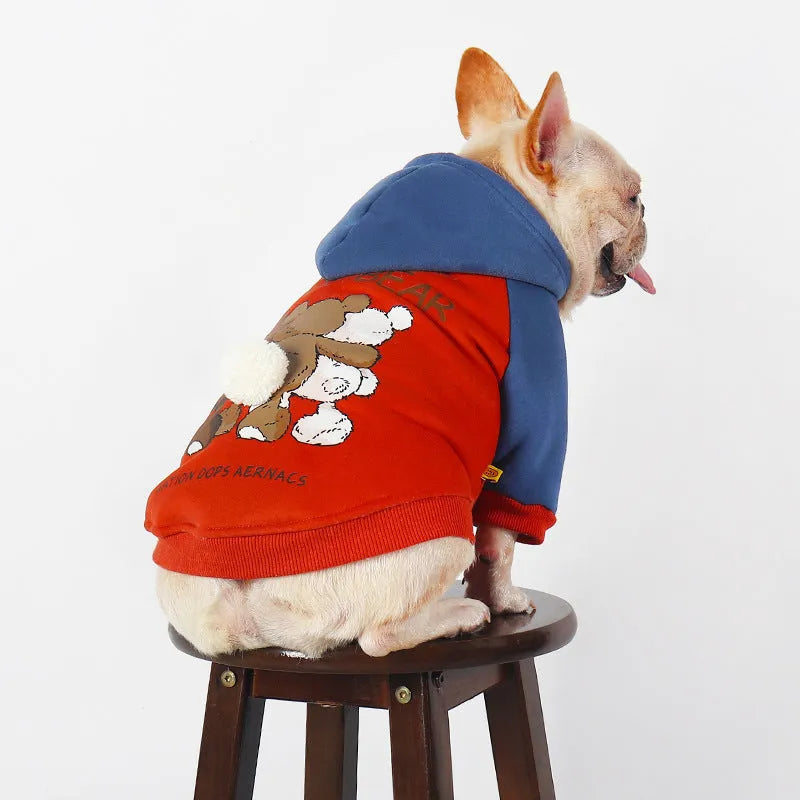 Red cotton pet clothing for small and medium dogs, sizes L to 4XL, lying flat