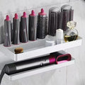 Black punch-free aluminium Marcel waver storage rack mounted on bathroom wall