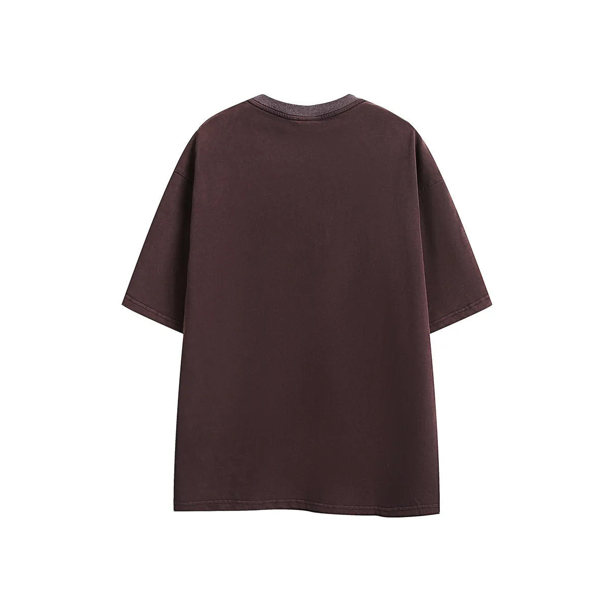 Retro loose fit half-sleeve T-shirt with embroidered detail in washed cotton fabric