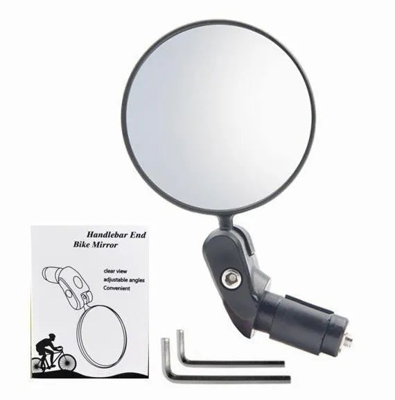 Black foldable convex rearview mirror for vehicles showing its 14cm length and rotation mechanism.