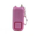 ZQ-202 personal safety alarm in pink, showing compact keychain-sized design.