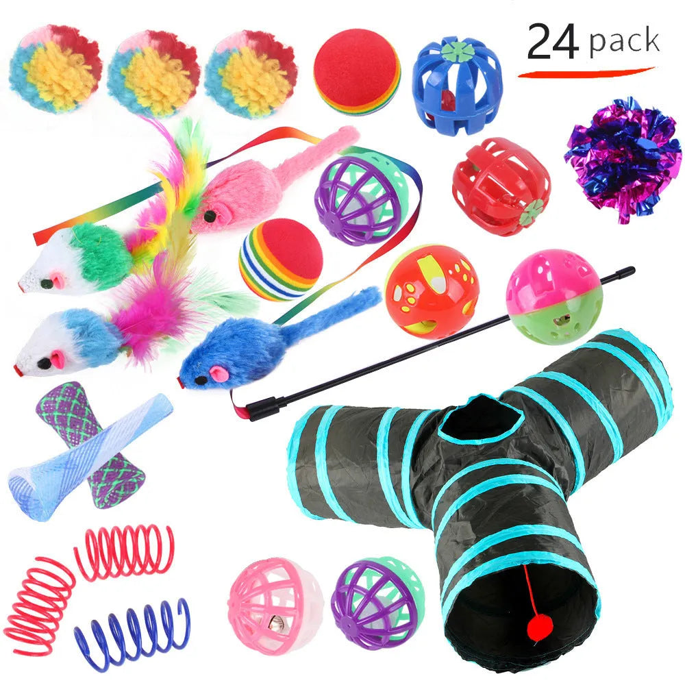 Plastic cat channel toy in multiple colours with accessories for interactive play