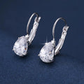 Drop-shaped women's fashion earrings with platinum inlaid gems in gold and platinum colour options