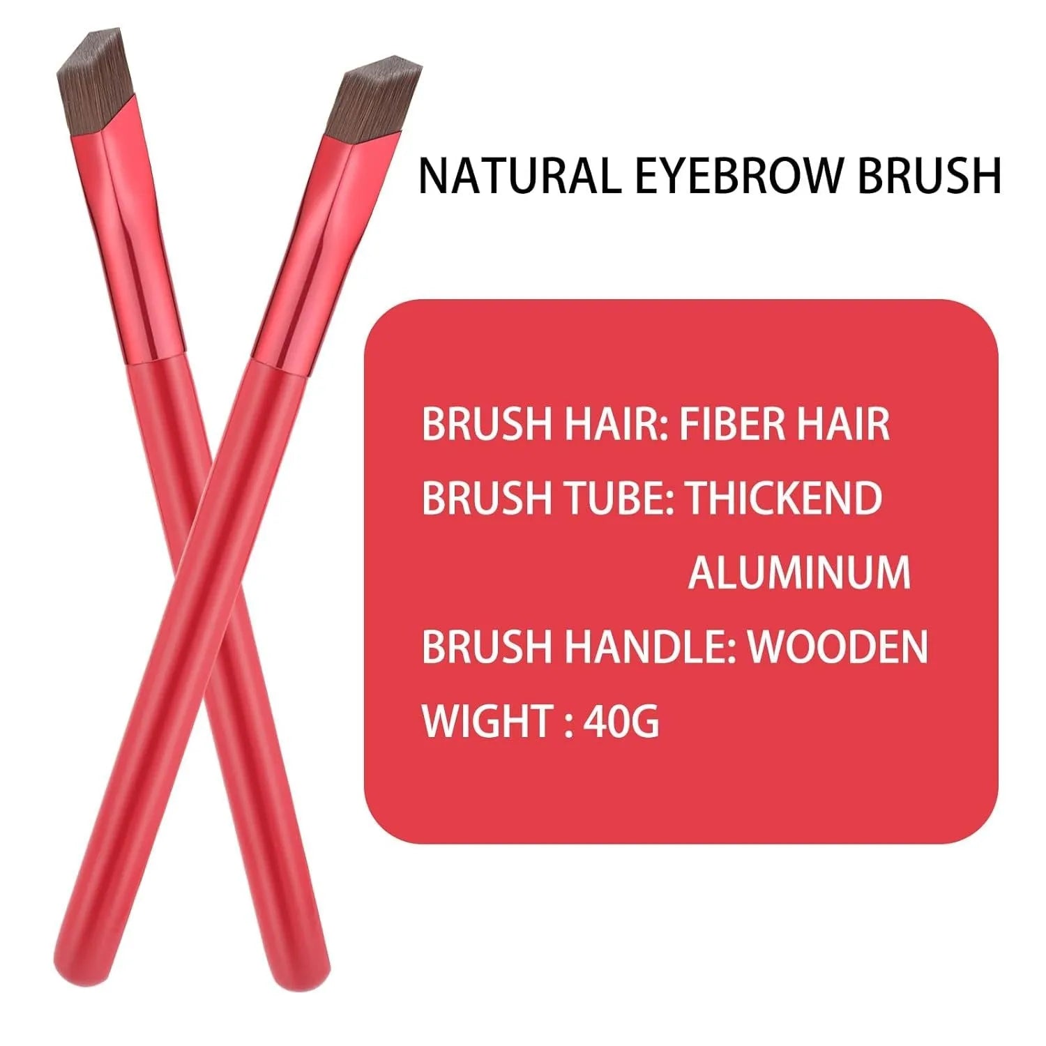 Square angled eyebrow stamp brush with black handle and synthetic bristles for filling brows and applying concealer