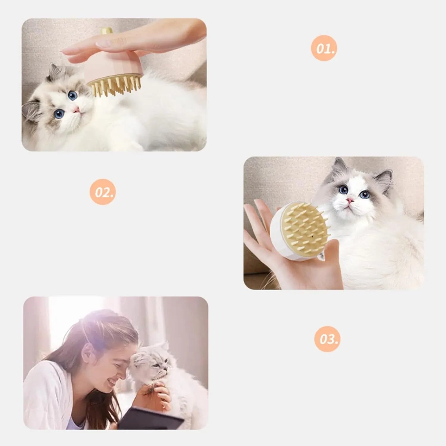 Green pet bath brush with silicone bristles and drain holes for dog and cat washing