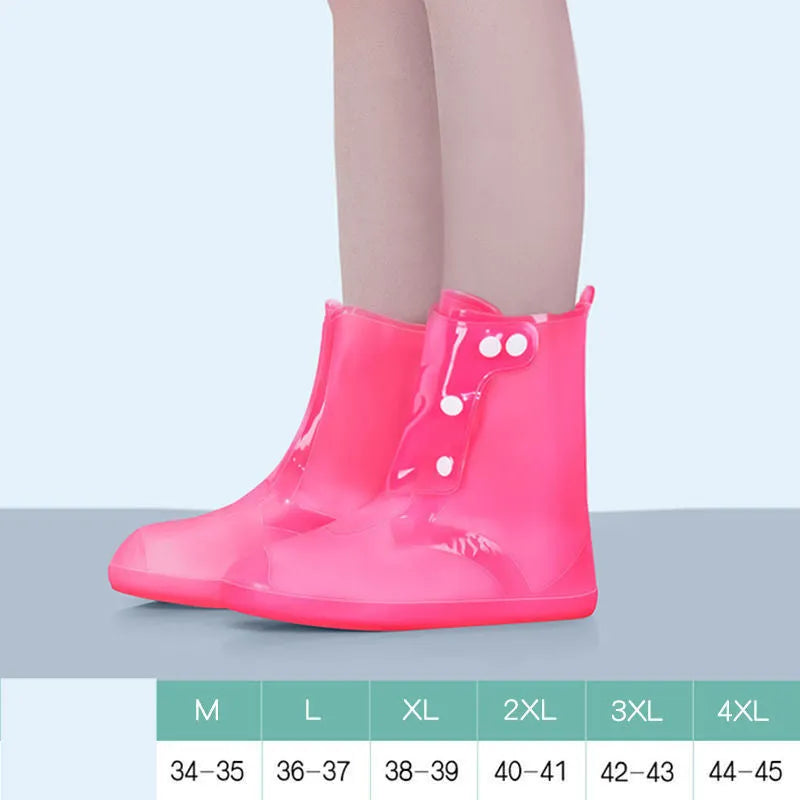 Women's white PVC high top waterproof shoe covers for rain protection