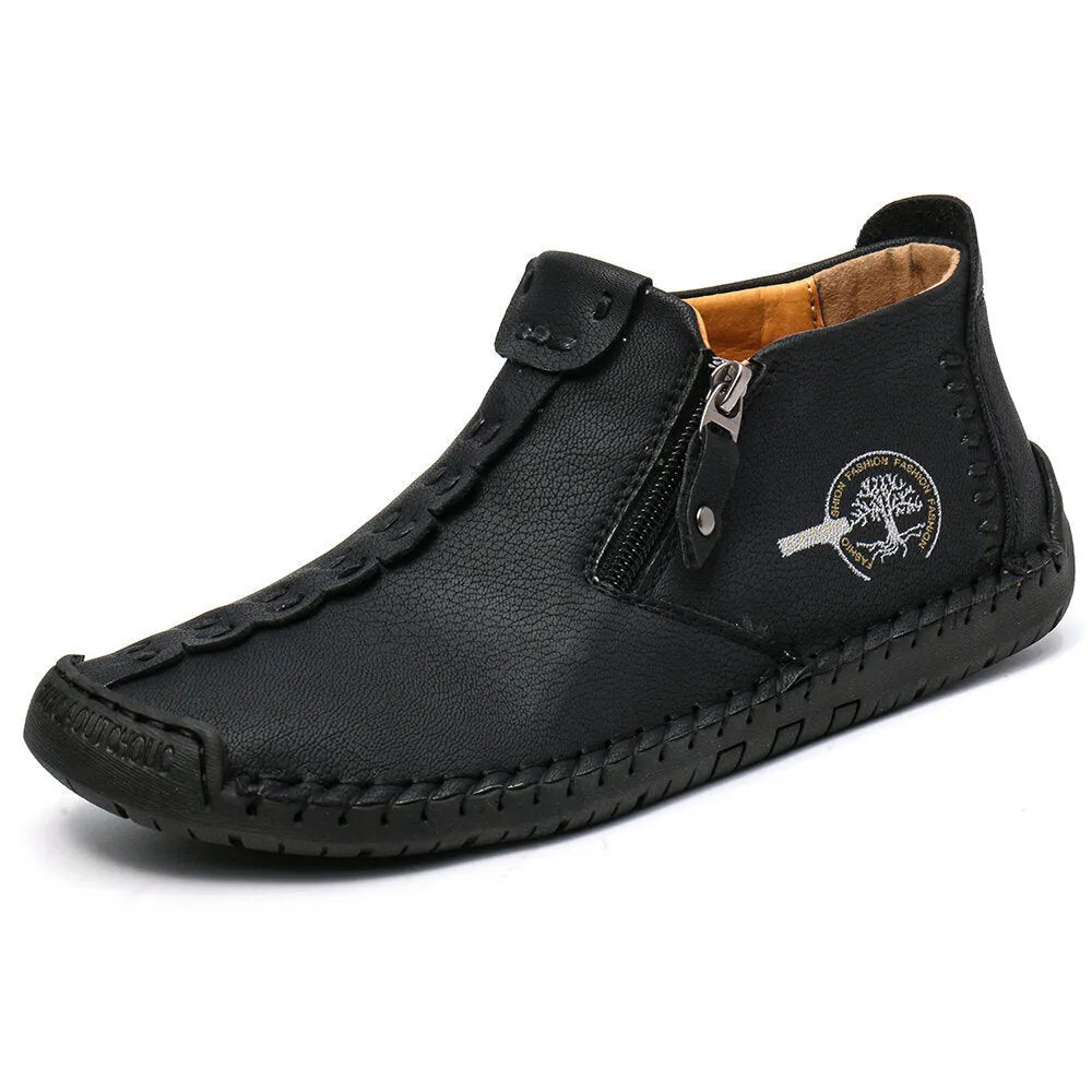 Men's Martin ankle boots with side zipper, microfiber upper and rubber sole in multiple colours including black and khaki