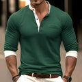 Men's solid colour cotton long sleeve round neck T-shirt on a hanger.