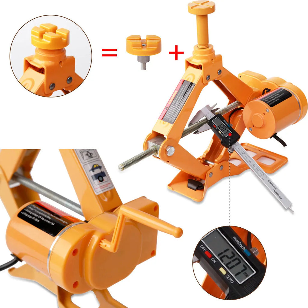 Yellow car electric jack set with cordless electric wrench for tyre changes