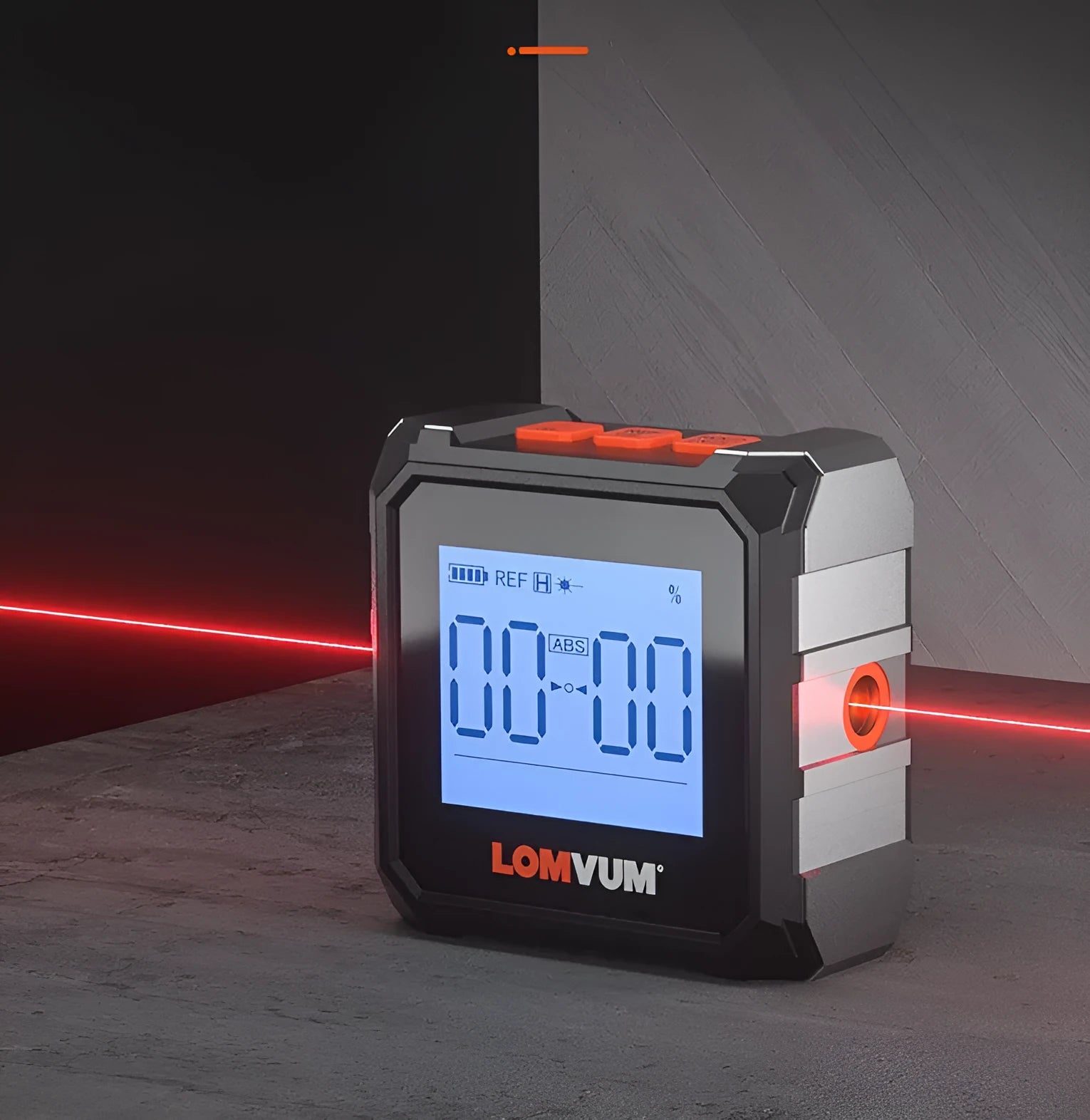 Digital laser infrared woodworking steel tape measure tool with alloy casing and backlight display.