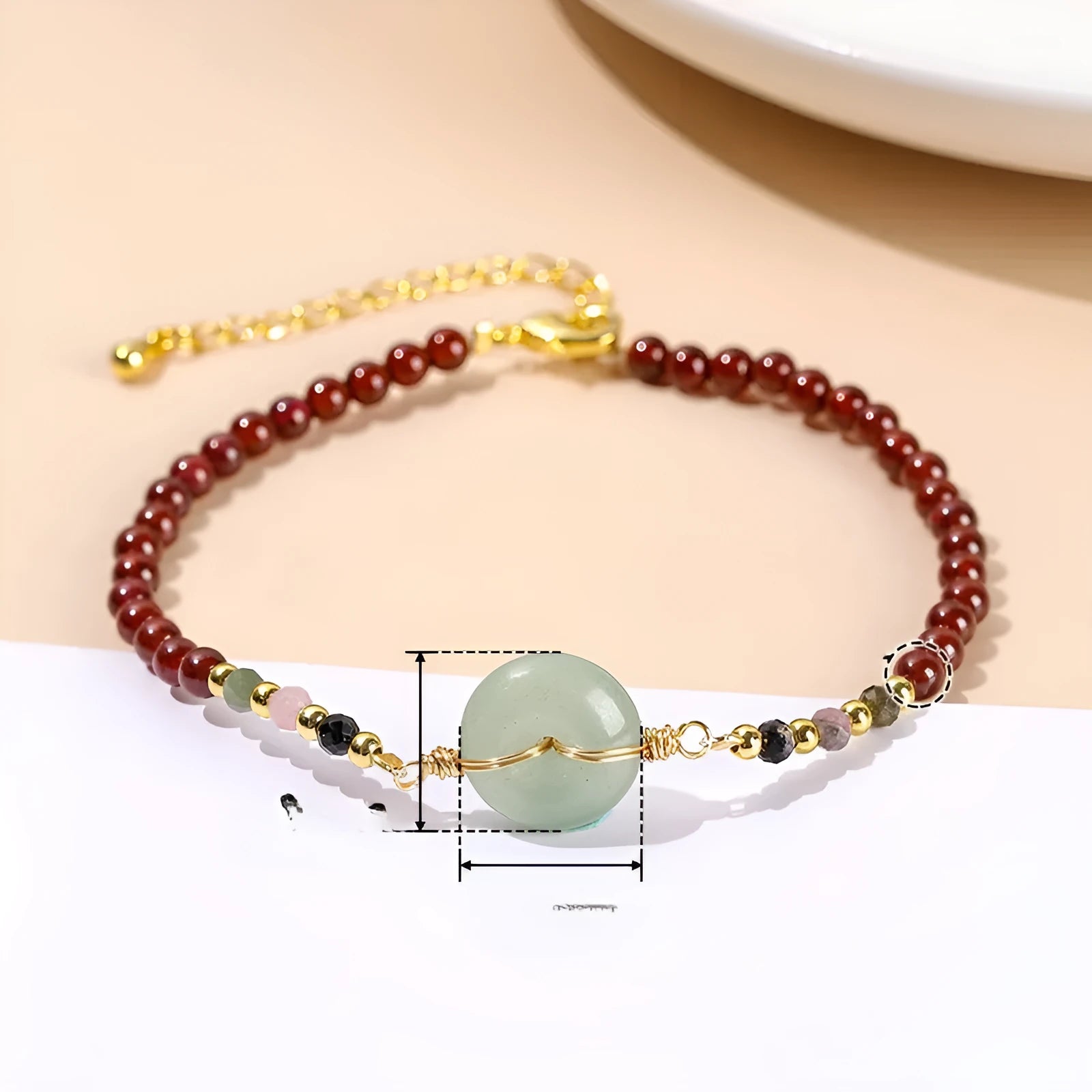 Cute new Chinese crystal agate design bracelet for girls garnet peace buckle round stone jewellery