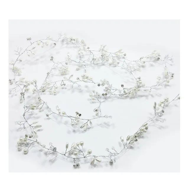 Wedding hair band with crystal pearls and wire construction in gold silver rose gold colours