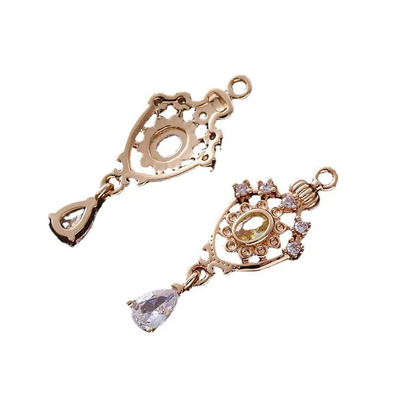 Micro inlaid zircon crown hollow water drop pendant in five colour options measuring 12x23mm