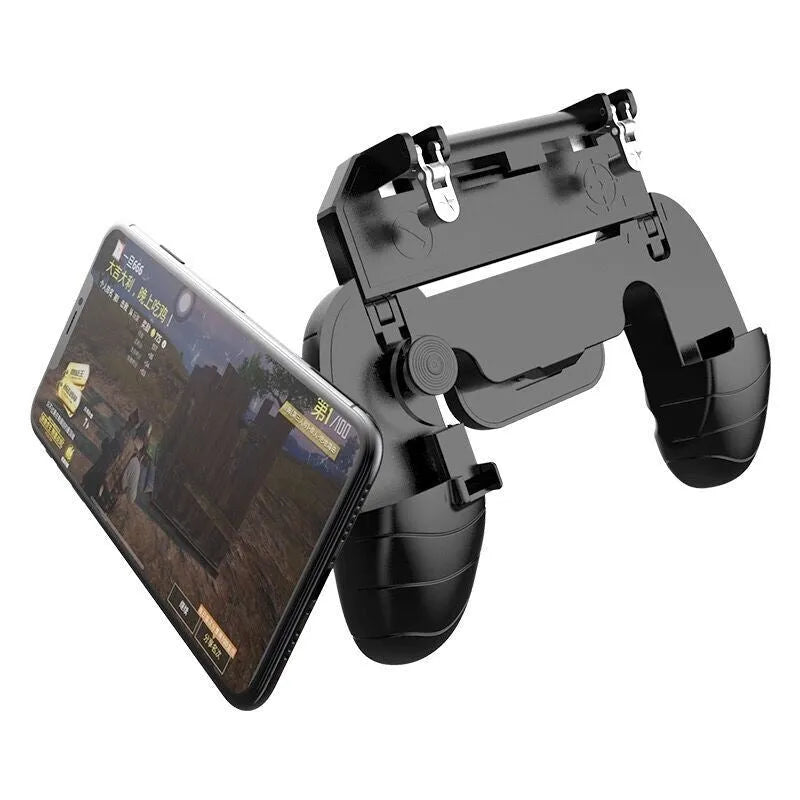 Multifunctional mobile game controller handle in black, blue, or white colours with Bluetooth connectivity