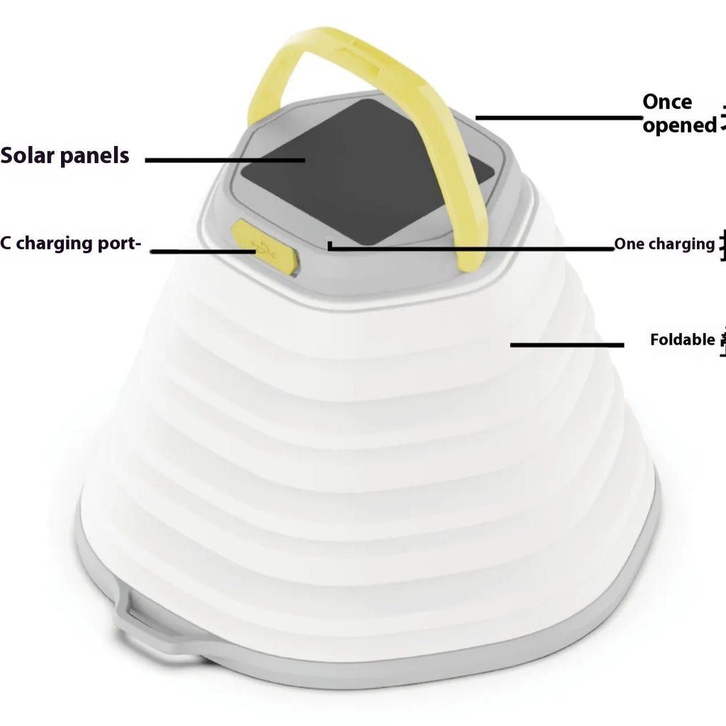 White portable camping lamp with single button control and large capacity battery