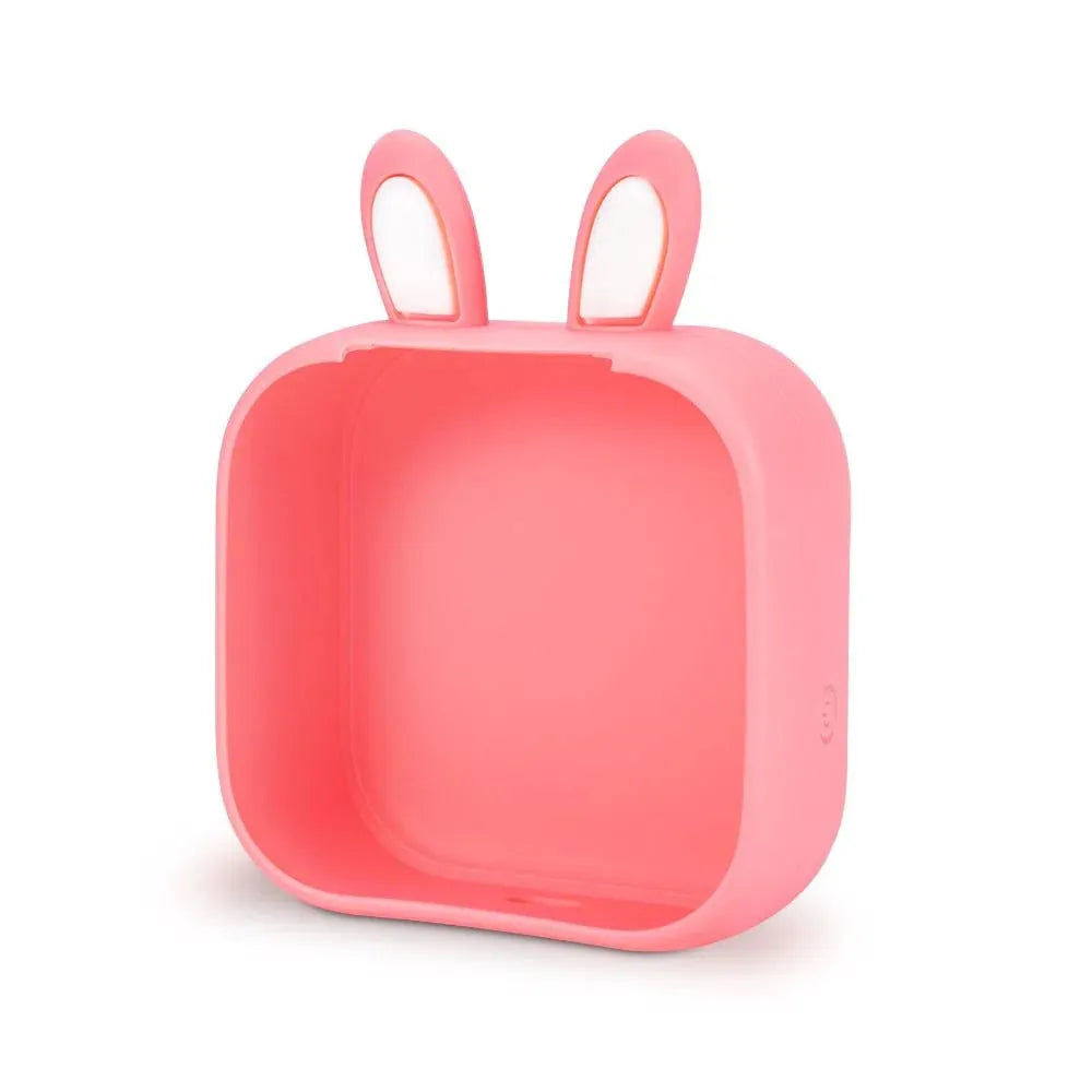 Mini pocket portable printer with pink rabbit ear protective case and USB power cord