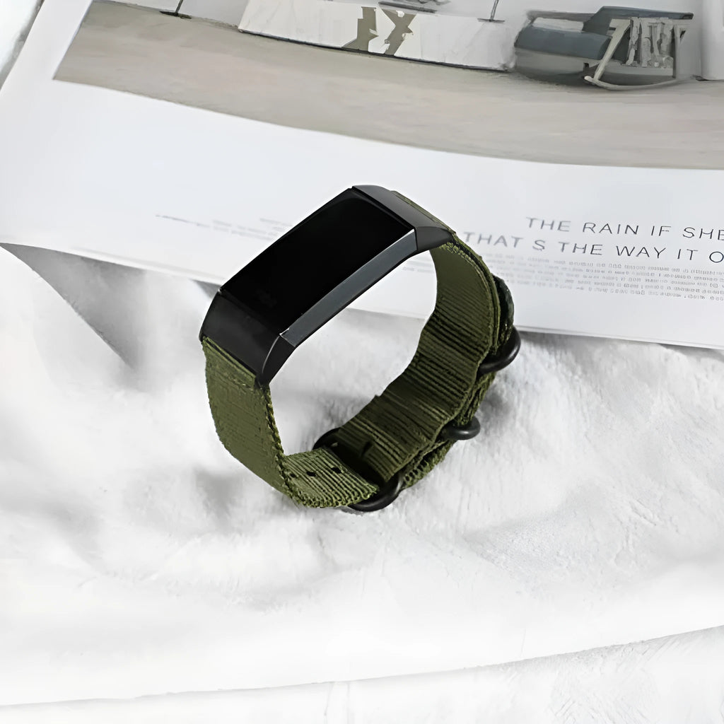 Nylon three-ring buckle replacement strap for Fitbit Charge smartwatches in multiple colour options