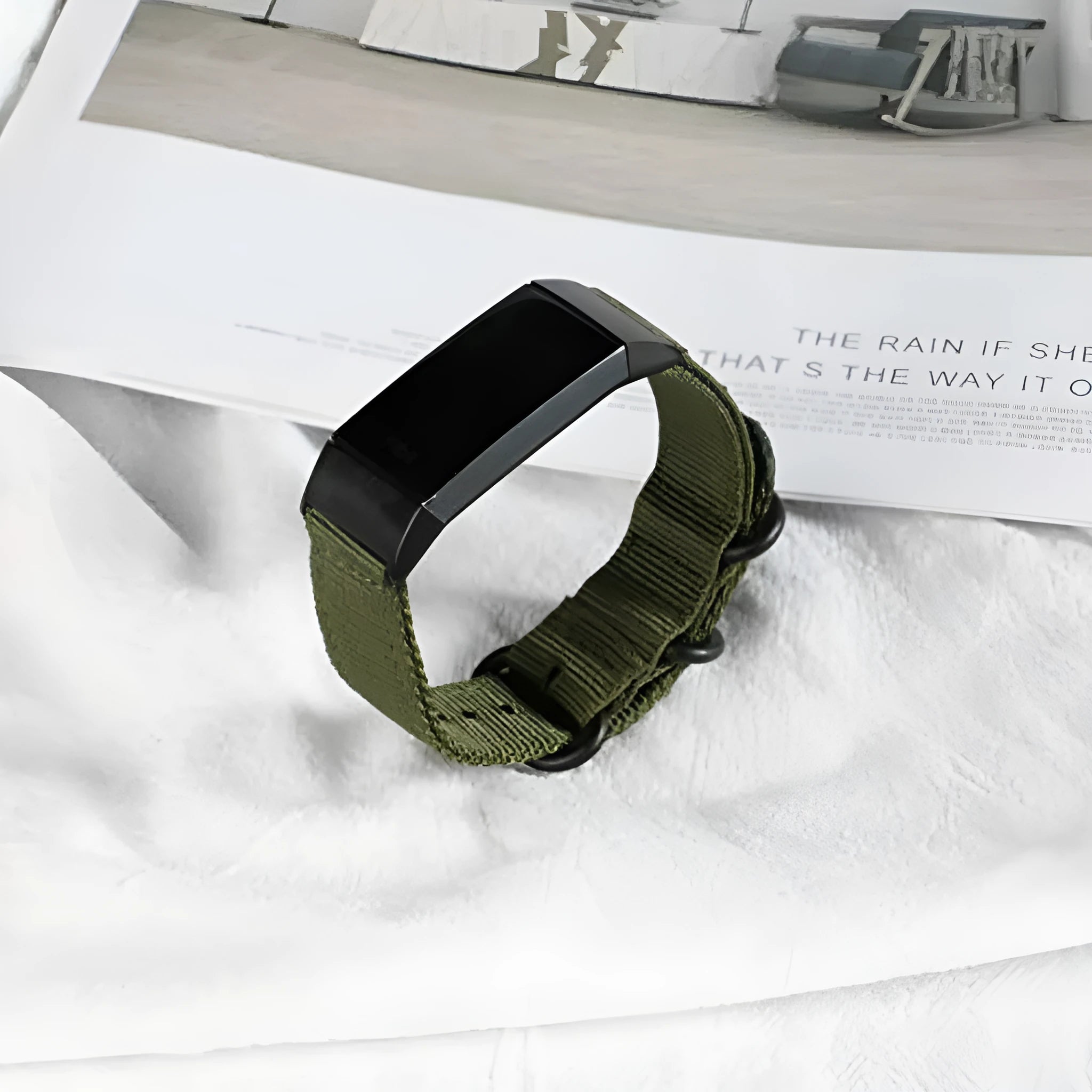 Nylon three-ring buckle replacement strap for Fitbit Charge smartwatches in multiple colour options