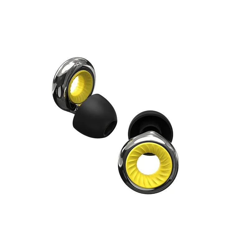 Gold silicone noise reduction earplugs with storage box and two pairs of ear caps