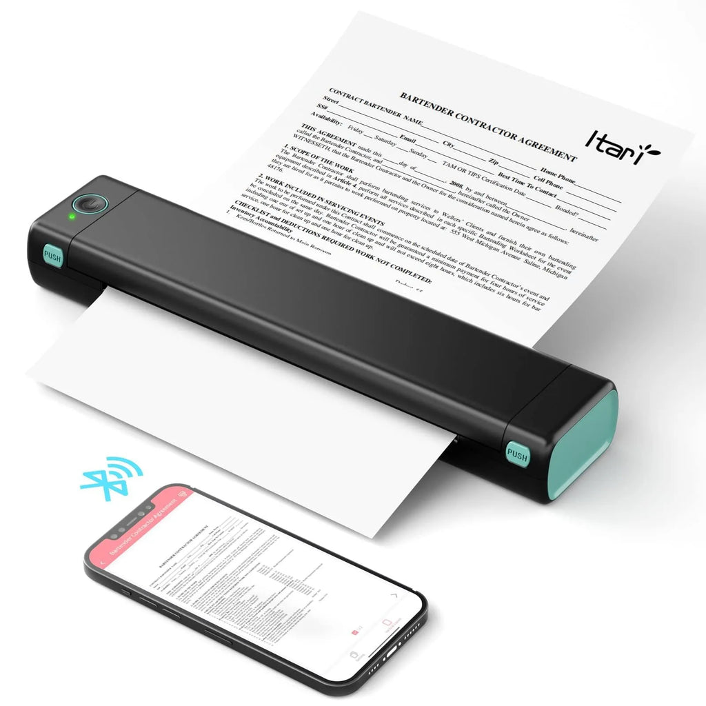 Phomemo M08F A4 portable thermal printer in white with Bluetooth and USB connectivity