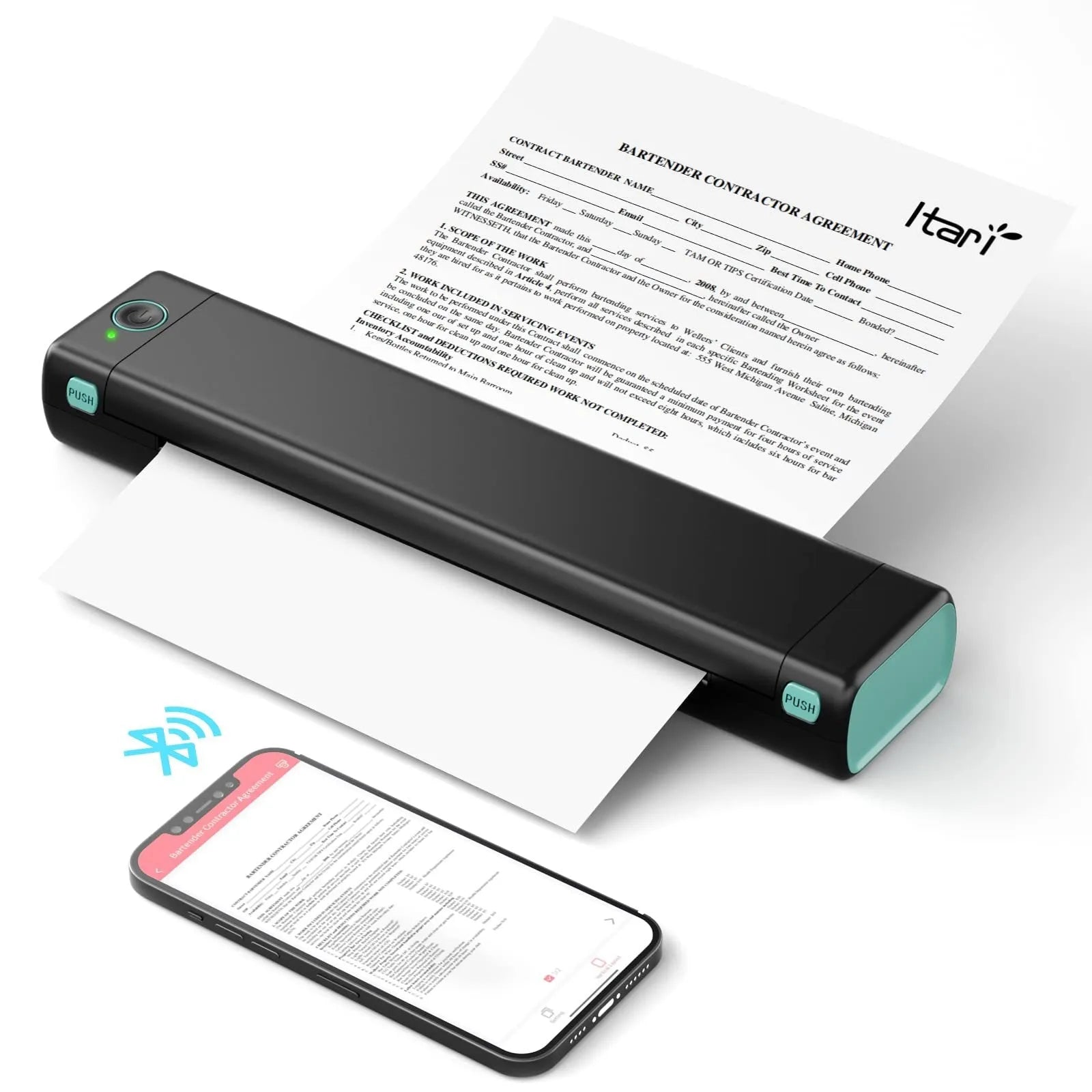 Phomemo M08F A4 portable thermal printer in white with Bluetooth and USB connectivity