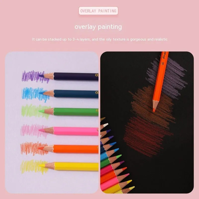 Wooden colour pencil set with double head leads in studio setting