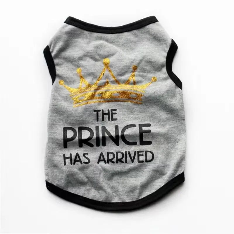 A casual-style cotton dog vest for puppies, shown in a choice of colours including blue, grey, pink, and black.